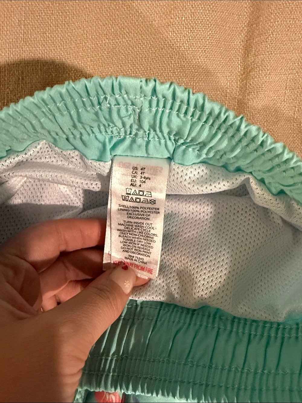 Carter's Mint Green Swim Shorts with Pink Flamingo Print
